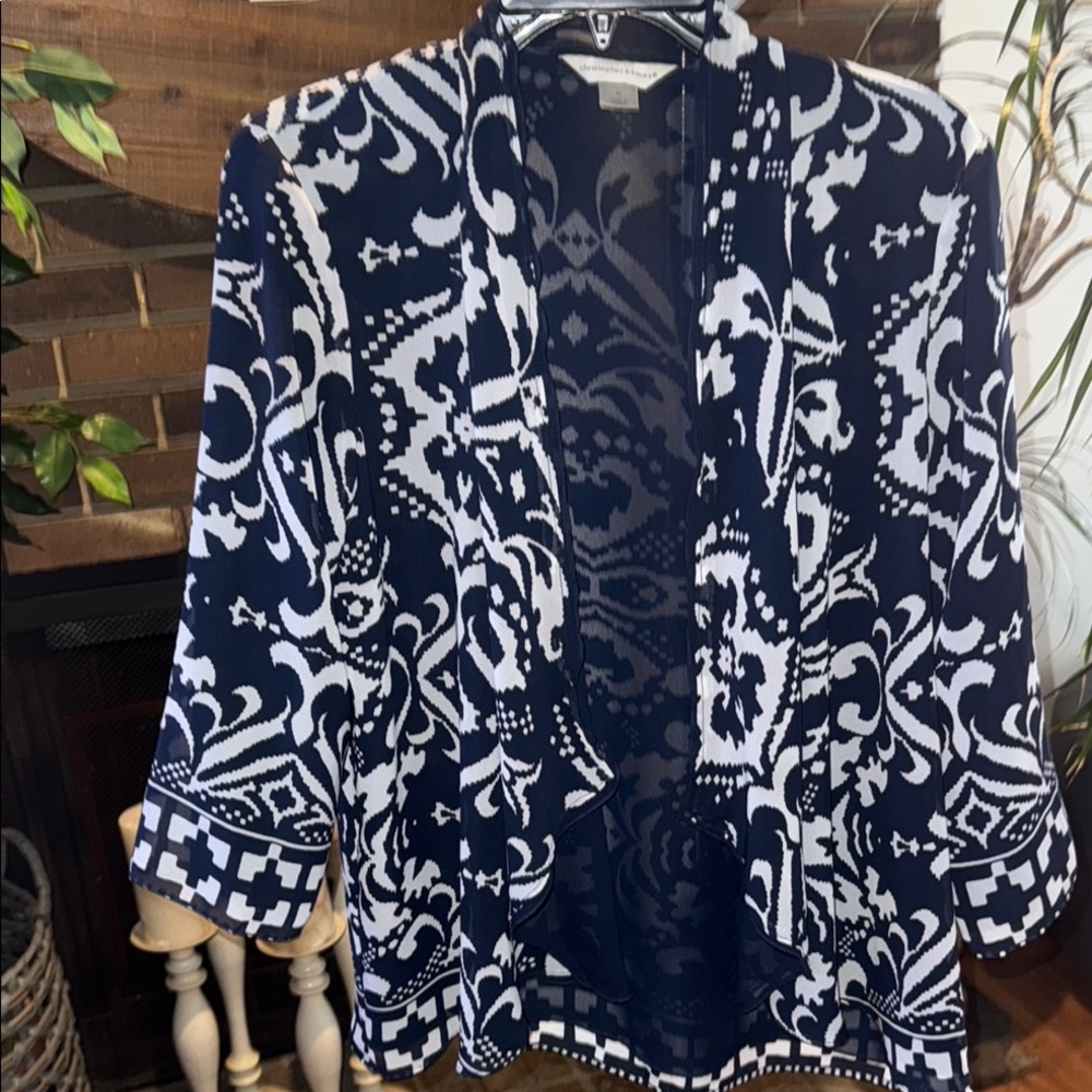 Black and White Patterned Kimono Cardigan - Picture 5 of 5